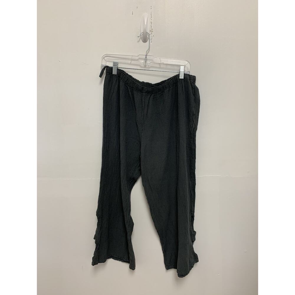 Abaca Cotton Gauze Flowy Wide Leg Pants Boho Beachy Grey Size 3